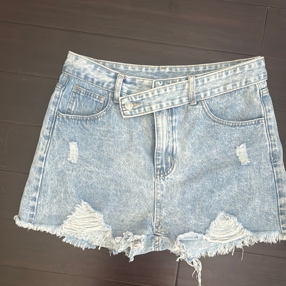 Distressed Denim Shorts